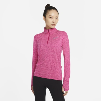 Shop Nike Element Women's 1/2-zip Running Top In Fireberry,sunset Pulse,heather