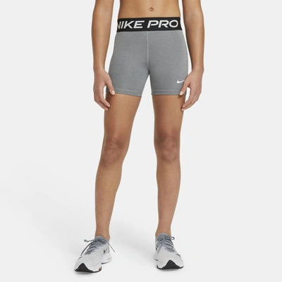 Shop Nike Pro Big Kids' (girls') Shorts In Grey