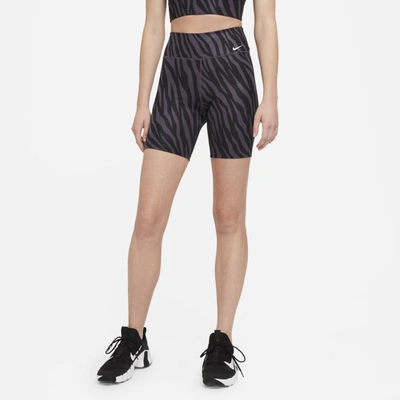Shop Nike One Women's 7" Printed Shorts In Dark Raisin,white