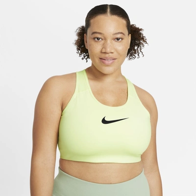 Shop Nike Swoosh Women's Medium-support Non-padded Sports Bra In Barely Volt,black