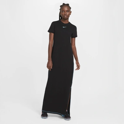 Shop Nike Sportswear Icon Clash Women's Maxi Dress In Black,chlorine Blue