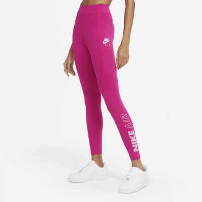 Shop Nike Air Women's High-waisted Leggings In Fireberry,white
