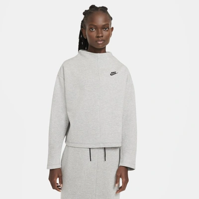Shop Nike Sportswear Tech Fleece Women's Crew In Dark Grey Heather,black
