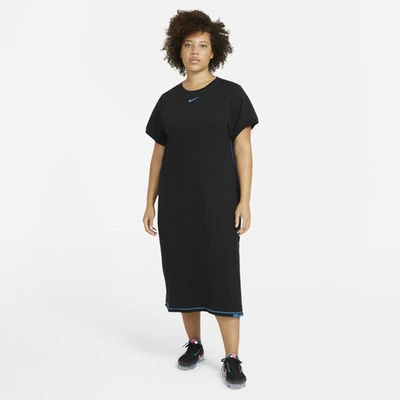 Shop Nike Sportswear Icon Clash Women's Maxi Dress In Black,chlorine Blue