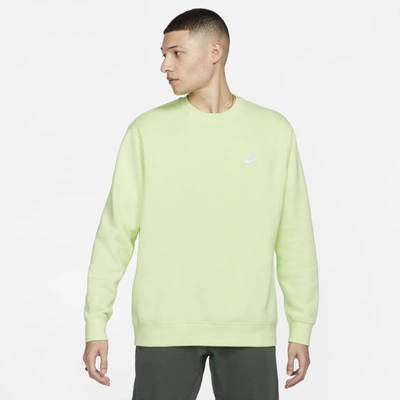 Shop Nike Sportswear Club Fleece Crew In Light Liquid Lime,white