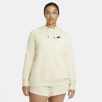Shop Nike Sportswear Essential Women's Fleece Pullover Hoodie In Coconut Milk,black