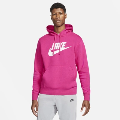 Shop Nike Sportswear Club Fleece Men's Graphic Pullover Hoodie (fireberry) In Fireberry,fireberry