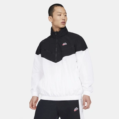 Shop Nike Sportswear Heritage Windrunner Men's 1/2-zip Hooded Jacket In Black,white