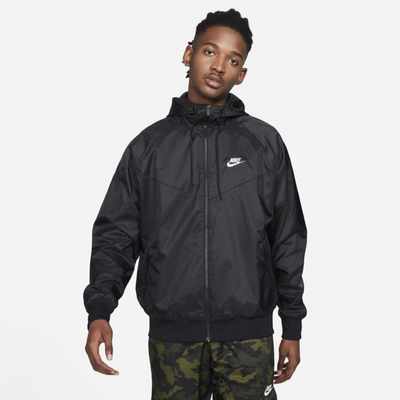 Shop Nike Men's  Sportswear Windrunner Hooded Jacket In Black