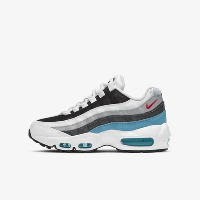 Shop Nike Air Max 95 Recraft Big Kids' Shoes In White,chlorine Blue,black,light Fusion Red