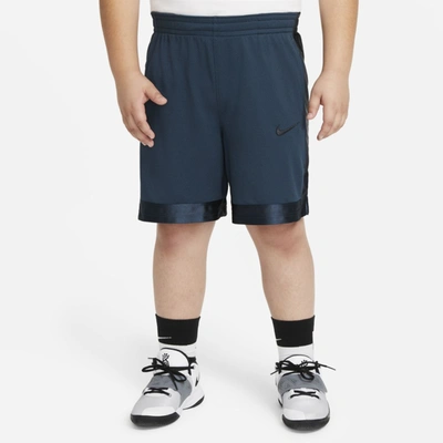 Shop Nike Dri-fit Elite Big Kids' Basketball Shorts (extended Size) In Deep Ocean,black