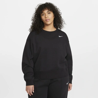 Shop Nike Sportswear Essential Women's Fleece Crew Sweatshirt In Black,white