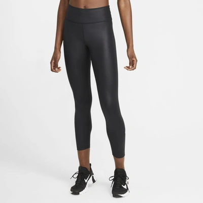 Shop Nike One Women's Mid-rise 7/8 Leggings In Black,smoke Grey