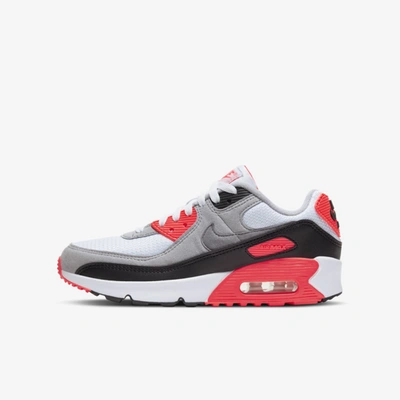Shop Nike Air Max 90 Qs Big Kids' Shoe In White,cool Grey,radiant Red,black