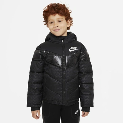 Shop Nike Little Kids' Color-block Puffer Jacket In Black