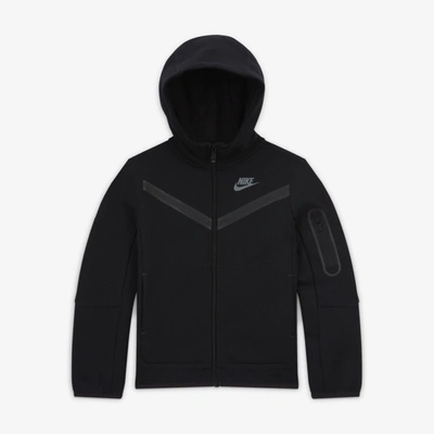 Shop Nike Sportswear Tech Fleece Little Kids' Full-zip Hoodie In Black