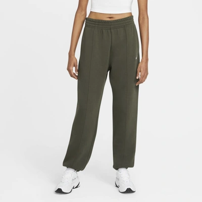 Shop Nike Sportswear Essential Collection Women's Fleece Pants In Cargo Khaki,white