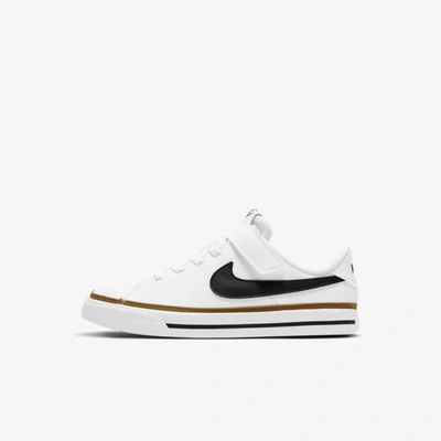 Shop Nike Court Legacy Little Kids' Shoes In White,desert Ochre,gum Light Brown,black
