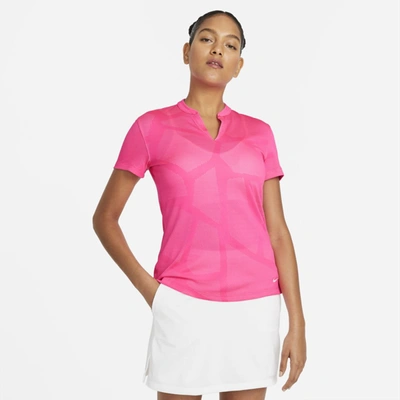 Shop Nike Breathe Women's Golf Polo In Hyper Pink,arctic Punch