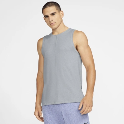Shop Nike Men's  Yoga Tank Top In Light Smoke Grey,white,black