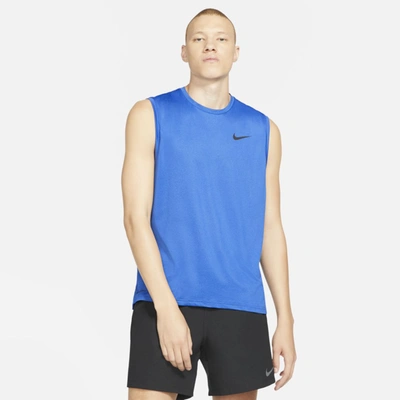 Shop Nike Men's  Pro Dri-fit Tank Top In Blue