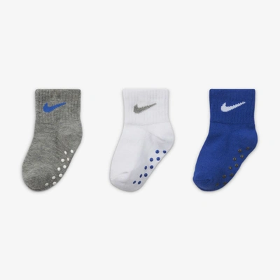 Shop Nike Core Swoosh Baby (12-24m) Ankle Gripper Socks Box Set (3 Pairs) In Multicolor