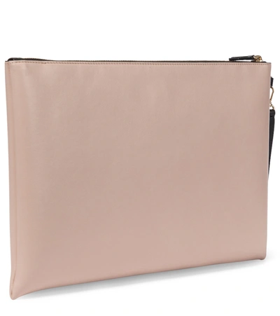 Shop Fendi Large Leather Pouch In Pink