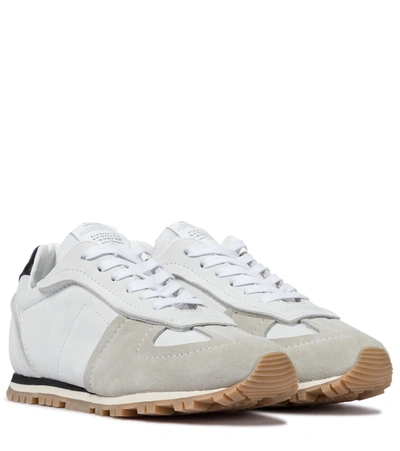 Shop Maison Margiela Replica Suede And Leather Sneakers In White