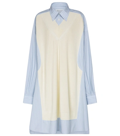 Shop Maison Margiela Cotton-blend Shirt Dress In Blue