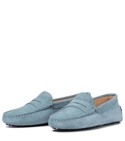 Shop Tod's Gommino Suede Loafers In Blue