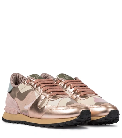 Shop Valentino Rockrunner Camouflage Sneakers In Pink