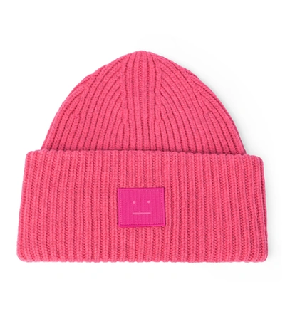 Shop Acne Studios Ribbed-knit Wool Beanie In Pink