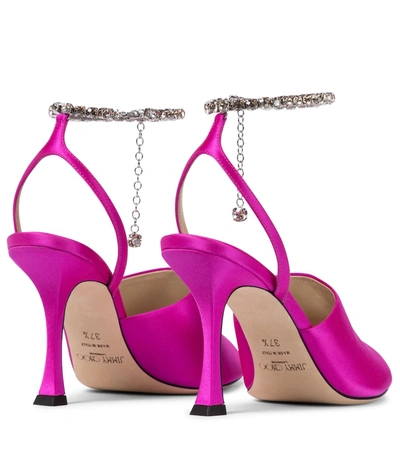 Shop Jimmy Choo Sae 90 Embellished Satin Sandals In Pink