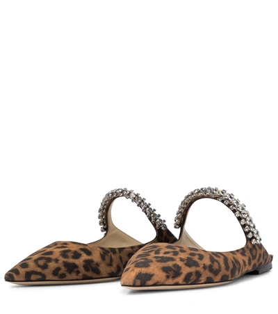 Shop Jimmy Choo Bing Leopard-print Suede Slippers In Brown