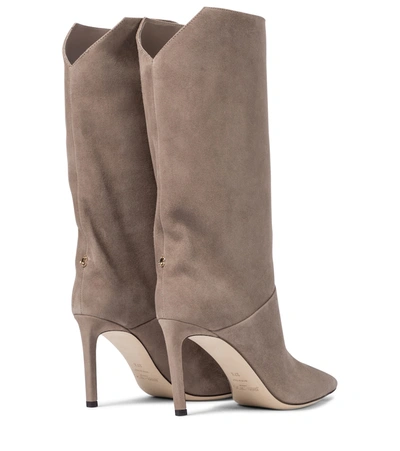 Shop Jimmy Choo Beren 85 Suede Boots In Beige