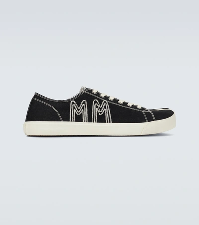 Maison Margiela Black Canvas Embroidery Tabi Sneakers | ModeSens