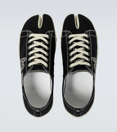 Shop Maison Margiela Low Tabi Mm Canvas Sneakers In Black