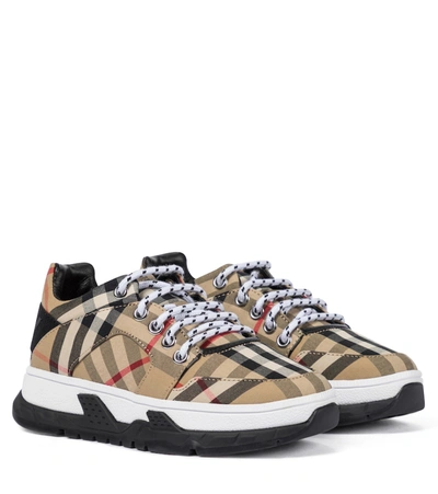 Shop Burberry Vintage Check Canvas Sneakers In Beige