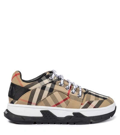 Shop Burberry Vintage Check Canvas Sneakers In Beige