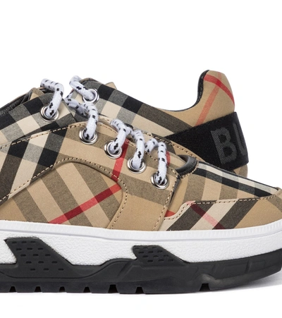 Shop Burberry Vintage Check Canvas Sneakers In Beige