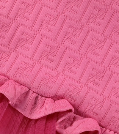 Shop Fendi Baby Ff Cotton-blend Dress In Pink