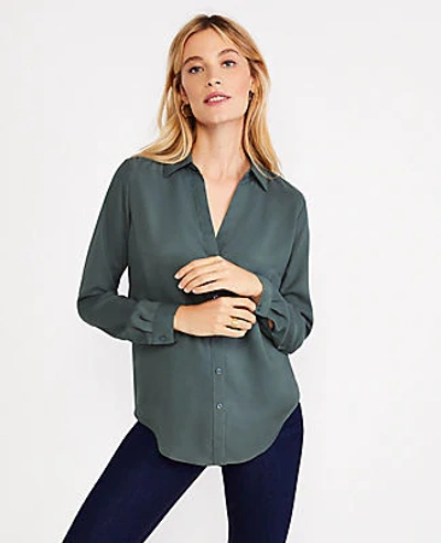Shop Ann Taylor Essential Shirt In Shadow Leaf