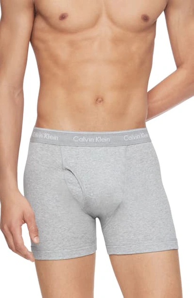 Shop Calvin Klein 3-pack Boxer Briefs In Heather Grey
