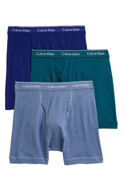 Shop Calvin Klein 3-pack Boxer Briefs In Twilight Navy Ocean