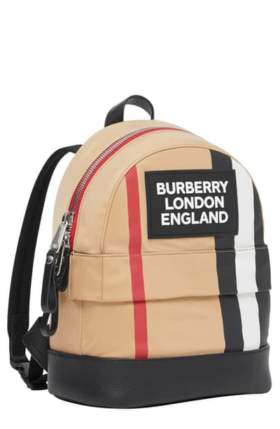 Shop Burberry Small Nico Logo Stripe Backpack In Archive Beige