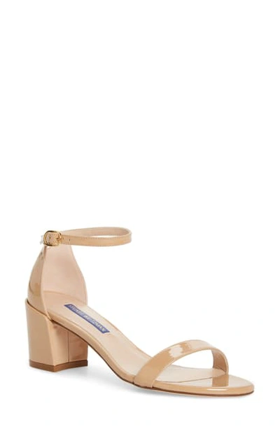 Shop Stuart Weitzman Simple Ankle Strap Sandal In Adobe Patent