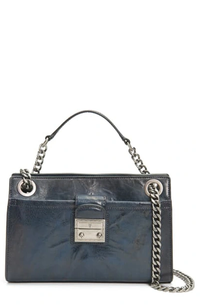 Shop Frye Ella Metallic Leather Convertible Crossbody Bag In Navy Metallic