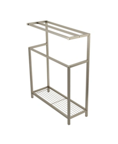 Shop Kingston Brass Modern Freestanding Iron Towel Rack In Brushed Nickel