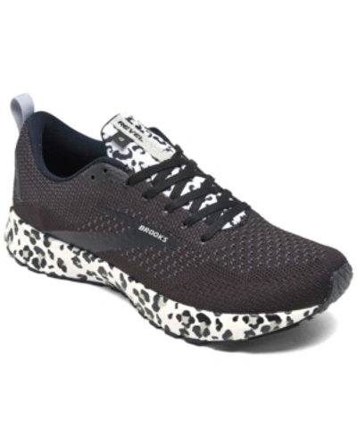 Shop Brooks Women's Revel 4 Snow Leopard Running Sneakers From Finish Line In Black, White, Silver-tone