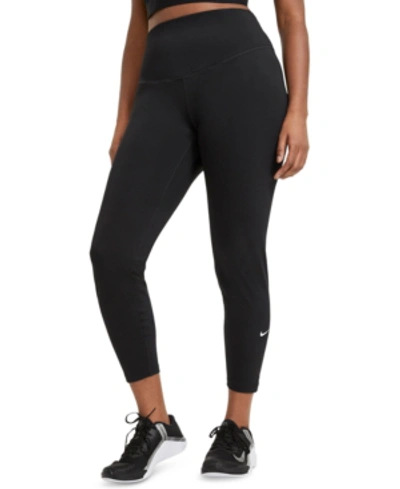 Shop Nike One Dri-fit Full Length Leggings In Black/white